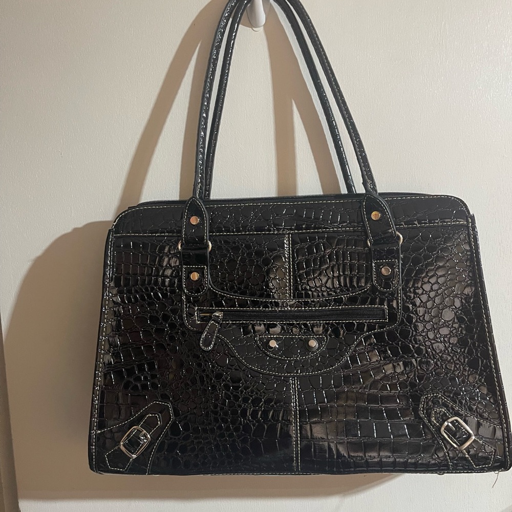 New no tag Merona croc style faux leather x-large laptop bag